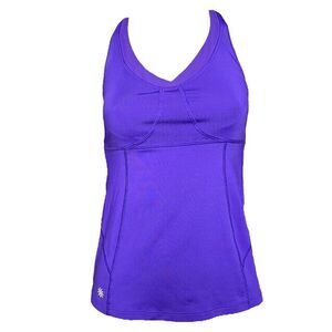 ATHLETA Tank Top Built In Bra Support Racerback Yoga Running Purple Womens 34B